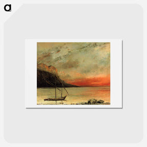 アートポストカード-Sunset over Lake Leman - ギュスターヴ クールベ Postcard.
