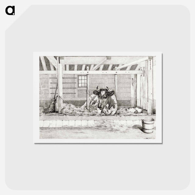 アートポストカード-Lying cow - ジャン ベルナール Postcard.
