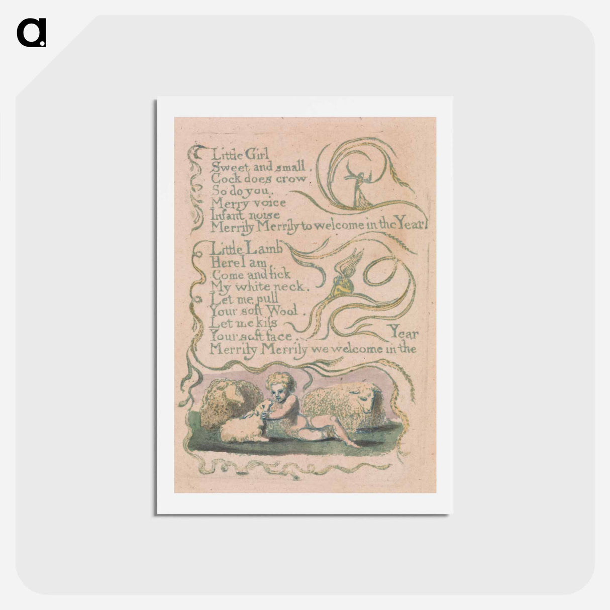 アートポストカード-Songs of Innocence and of Experience, Plate 12, "Spring" - ウィリアム ブレイク Postcard.
