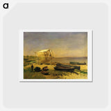 アートポストカード-Fishing Station, Watch Hill - アルバート ビアスタット Postcard.