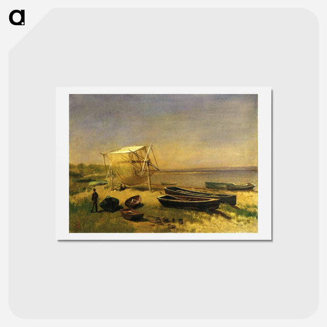 アートポストカード-Fishing Station, Watch Hill - アルバート ビアスタット Postcard.
