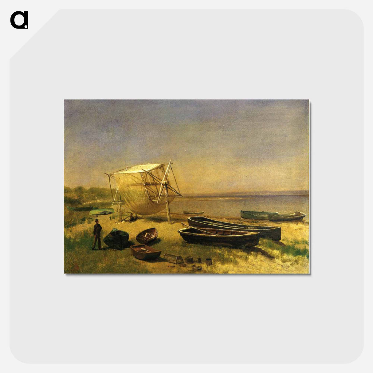 アートポストカード-Fishing Station, Watch Hill - アルバート ビアスタット Postcard.