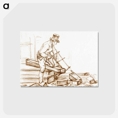 アートポストカード-Sawing man - ジャン ベルナール Postcard.