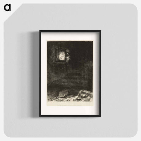アートポスター-Precarious Glimmering, a Head Suspended from Infinity - オディロン ルドン Poster.