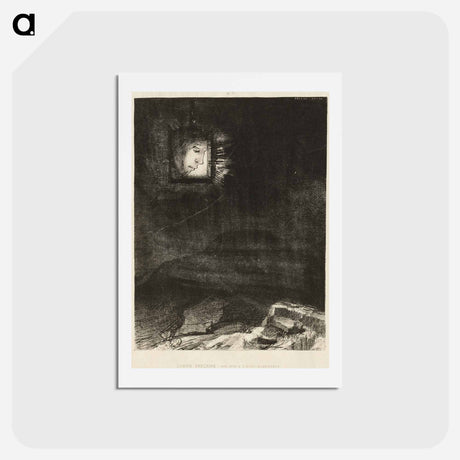 アートポストカード-Precarious Glimmering, a Head Suspended from Infinity - オディロン ルドン Postcard.