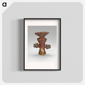 アートポスター-Vase in the Form of a Tropical Plant with Bird and Deity - ポール ゴーギャン Poster.