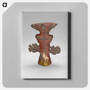 アートパネル-Vase in the Form of a Tropical Plant with Bird and Deity - ポール ゴーギャン Canvas.