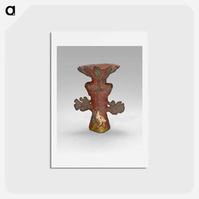 アートポストカード-Vase in the Form of a Tropical Plant with Bird and Deity - ポール ゴーギャン Postcard.