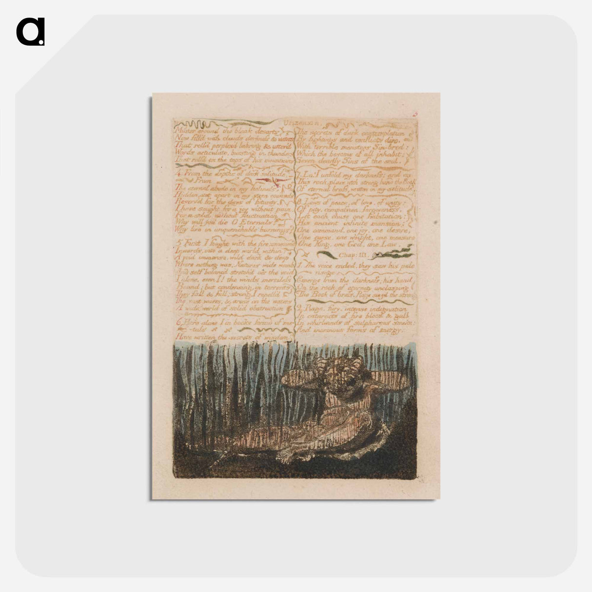 アートポストカード-The First Book of Urizen, Plate 6, "Muster around the Bleak Desarts...." - ウィリアム ブレイク Postcard.