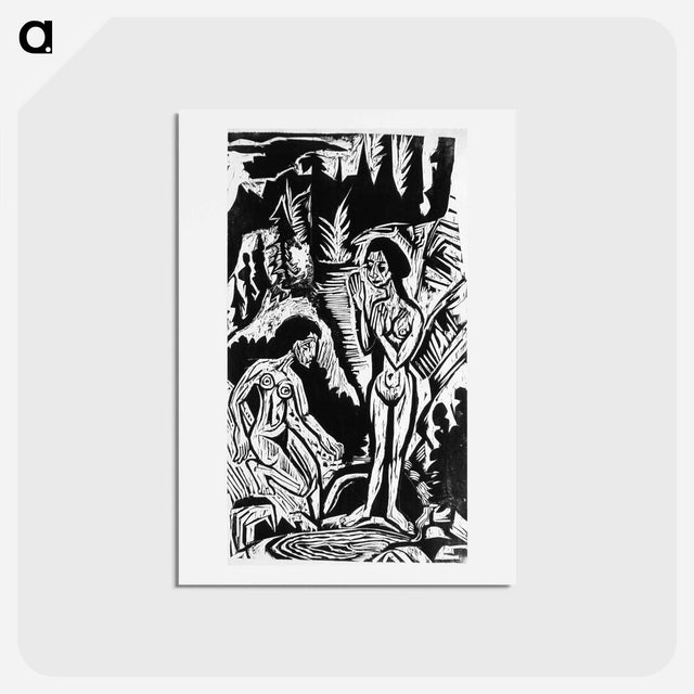 アートポストカード-Bathers in Rocks - エルンスト ルートヴィヒ キルヒナー Postcard.