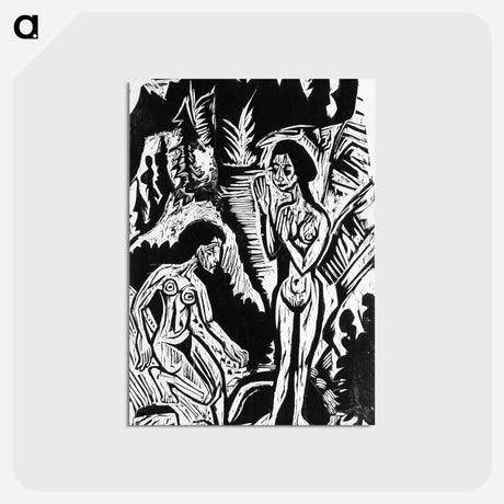 アートポストカード-Bathers in Rocks - エルンスト ルートヴィヒ キルヒナー Postcard.