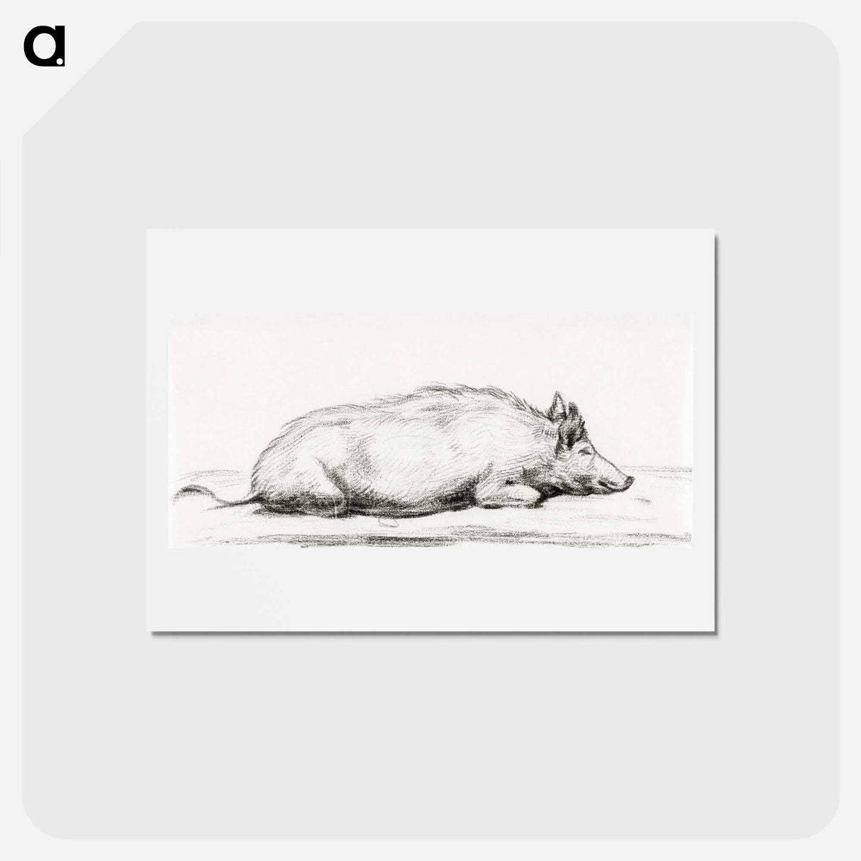アートポストカード-Lying pig - ジャン ベルナール Postcard.