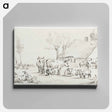 アートパネル-Farmyard with cattle and milking woman - ジャン ベルナール Canvas.