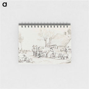 アートメモ帳-Farmyard with cattle and milking woman - ジャン ベルナール Memo.