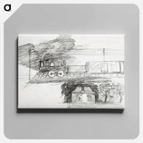 Steam locomotive and a house with a chimney - ジュリー デ グラーグ Canvas.