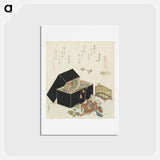 アートポストカード-A comparison of Genroku poems and shells - 葛飾 北斎 Postcard.