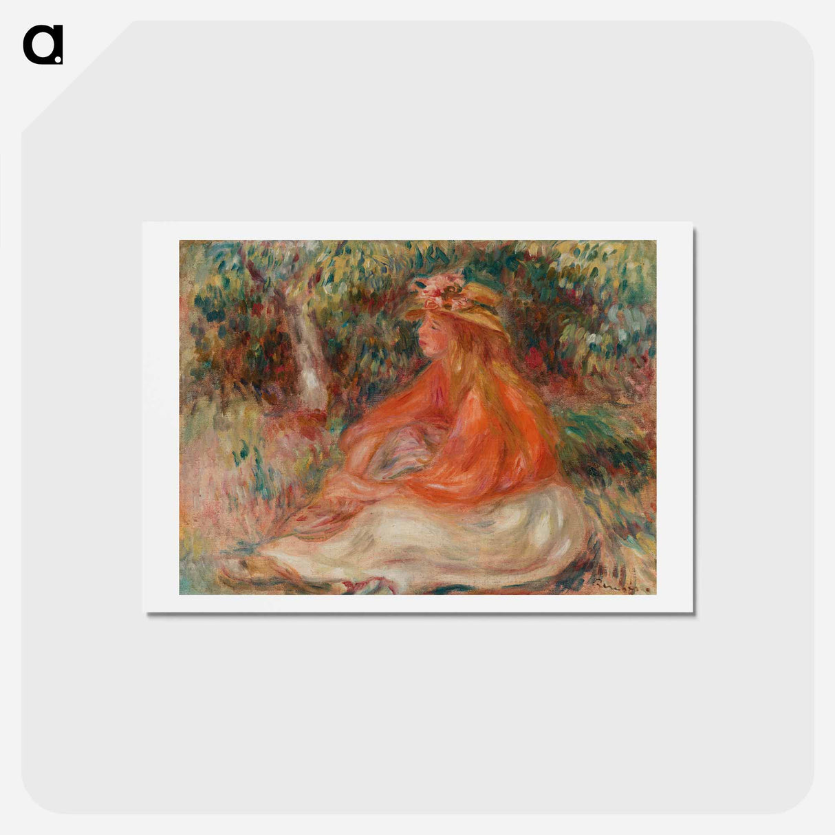 アートポストカード-Seated Woman - ピエール オーギュスト ルノワール Postcard.