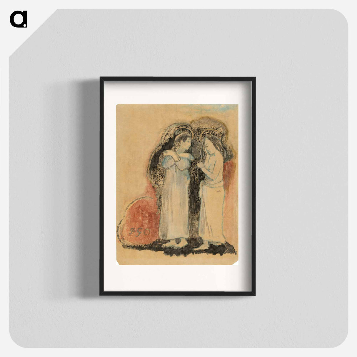 アートポスター-Two Standing Tahitian Women - ポール ゴーギャン Poster.