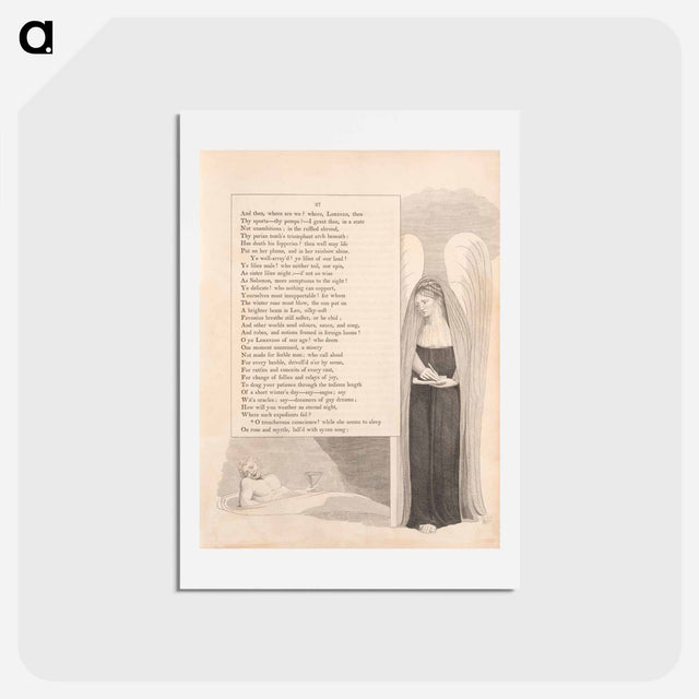アートポストカード-O treacherous conscience! while she seems to sleep - ウィリアム ブレイク Postcard.