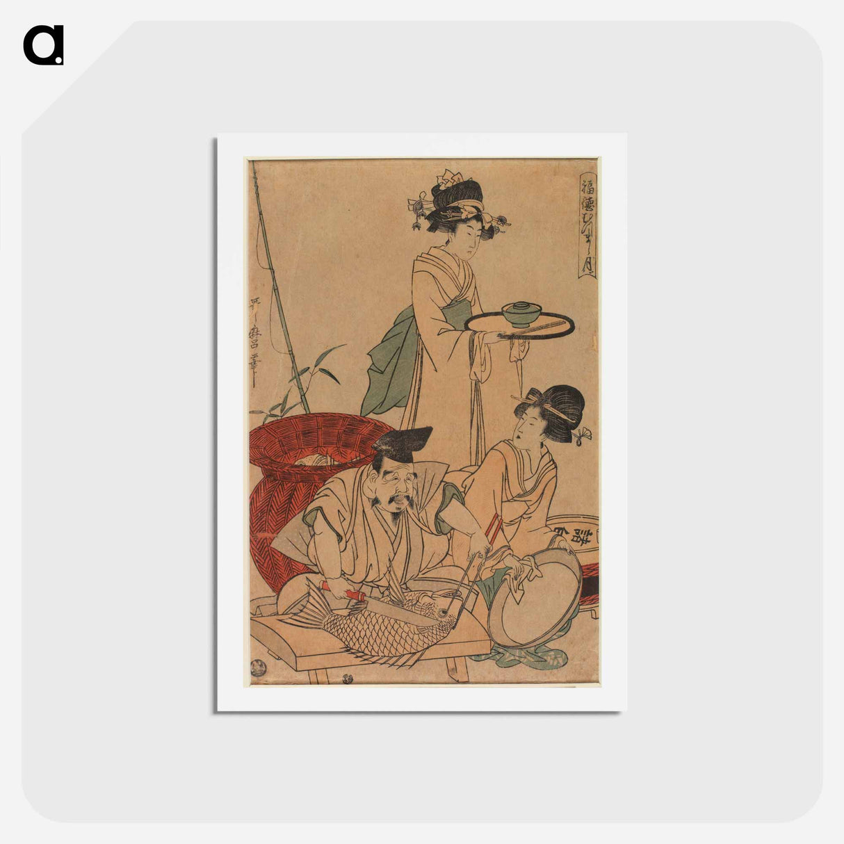 アートポストカード-Ebisu God Cooking a Red Snapper - 喜多川 歌麿 Postcard.