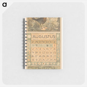 アートメモ帳-Kalenderblad augustus met roodborstje - テオ ヴァン ホイテマ Memo.
