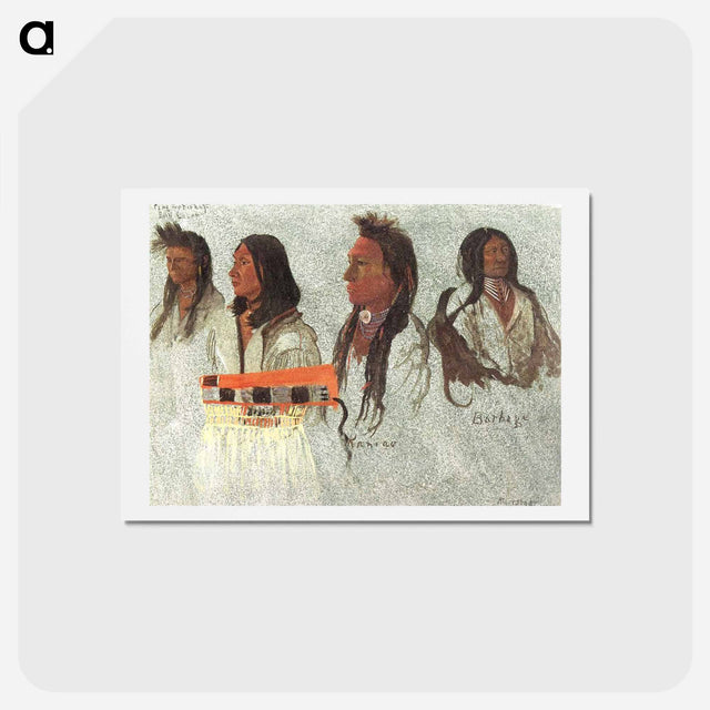アートポストカード-Four Indians - アルバート ビアスタット Postcard.