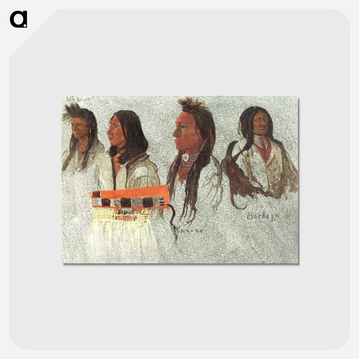 アートポストカード-Four Indians - アルバート ビアスタット Postcard.