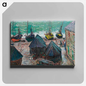 アートパネル-Boats on the Beach at Étretat - クロード モネ Canvas.