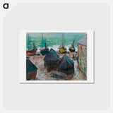 Boats on the Beach at Étretat - クロード モネ Postcard.