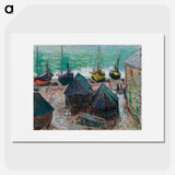 Boats on the Beach at Étretat - クロード モネ Poster.