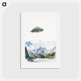 アートポストカード-View of Four Mountains from the Gorner Grat, Rock from Splendid Mountain Watercolours Sketchbook - ジョン シンガー サージェント Postcard.