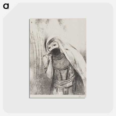 アートポストカード-She Draws From Her Bosom a Sponge, Perfectly Black, and Covers it With Kisses - オディロン ルドン Postcard.