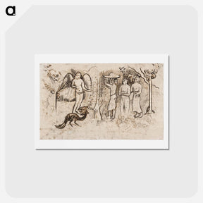 アートポストカード-Angel, Peacock, and Three Tahitians - ポール ゴーギャン Postcard.