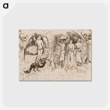 アートポストカード-Angel, Peacock, and Three Tahitians - ポール ゴーギャン Postcard.