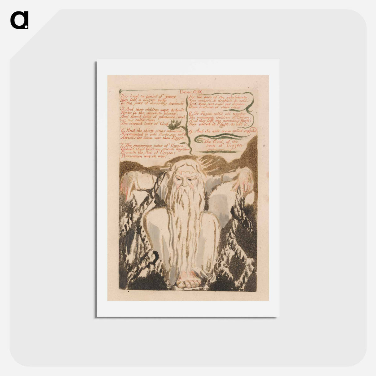アートポストカード-The First Book of Urizen, Plate 27, "They Lived a Period of Years . . . ." - ウィリアム ブレイク Postcard.