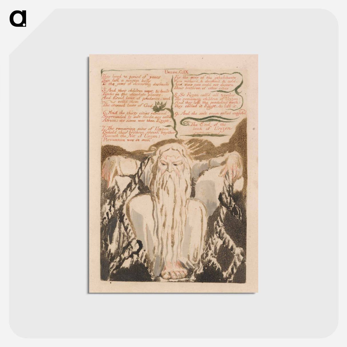 アートポストカード-The First Book of Urizen, Plate 27, "They Lived a Period of Years . . . ." - ウィリアム ブレイク Postcard.