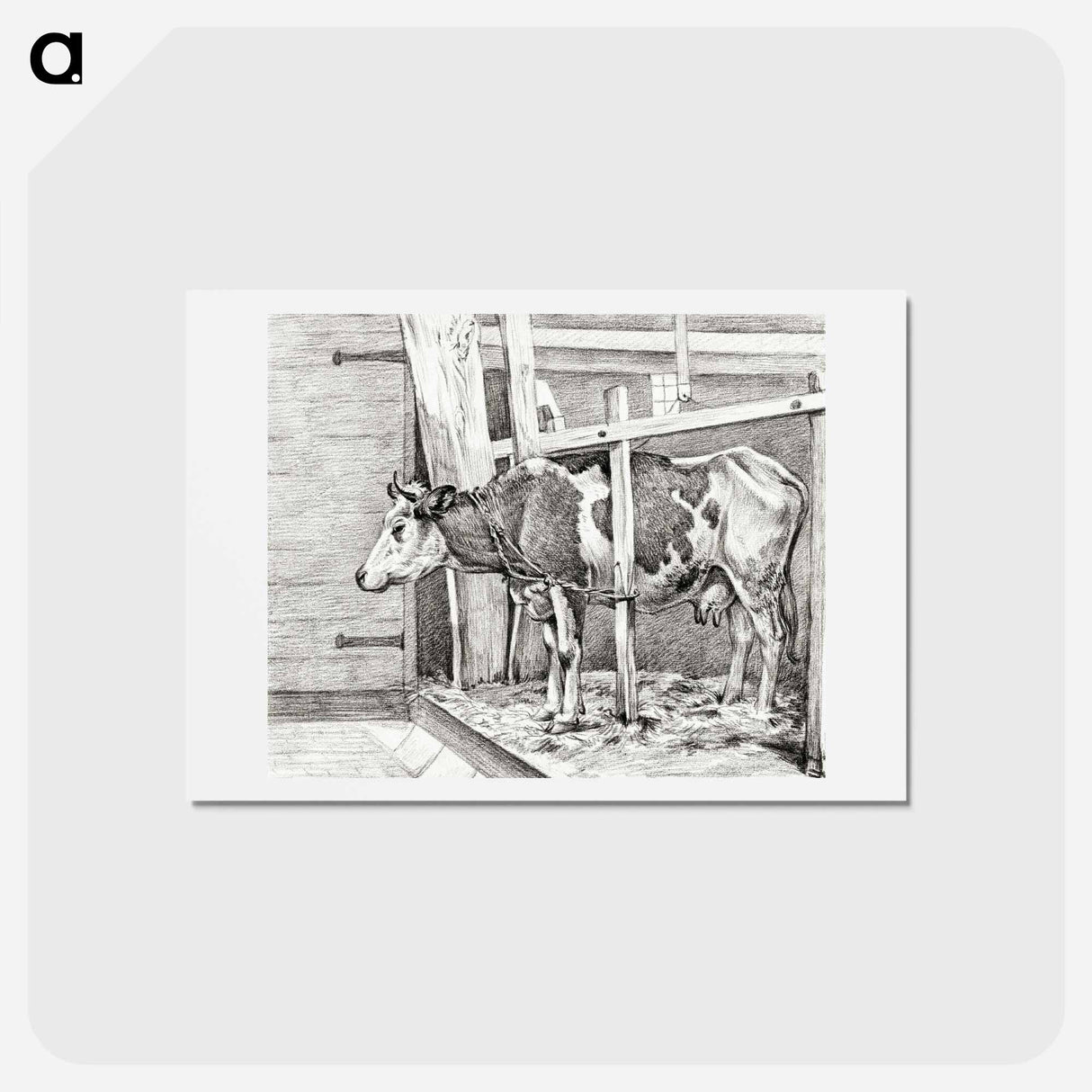アートポストカード-Standing cow - ジャン ベルナール Postcard.