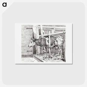 アートポストカード-Standing cow - ジャン ベルナール Postcard.