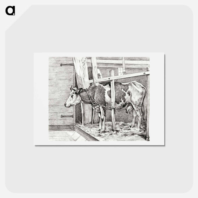アートポストカード-Standing cow - ジャン ベルナール Postcard.