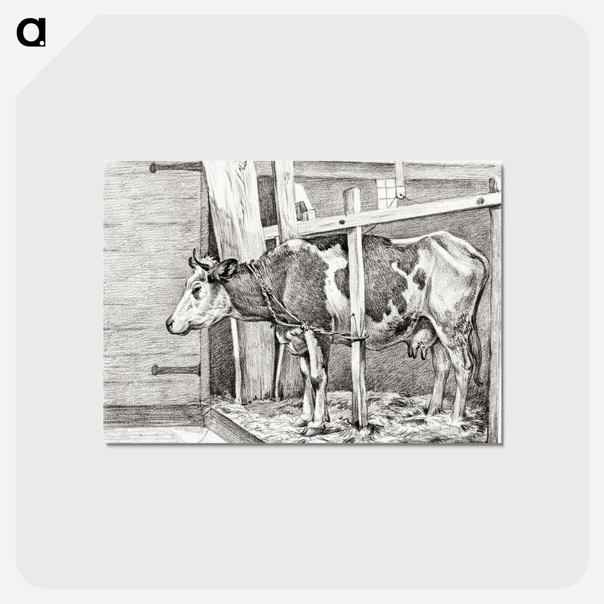 アートポストカード-Standing cow - ジャン ベルナール Postcard.