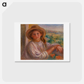 アートポストカード-Girl on a Balcony, Cagnes - ピエール オーギュスト ルノワール Postcard.