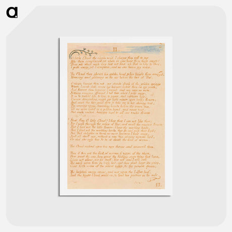 アートポストカード-The Book of Thel, Plate 5, "II. / O little Cloud . . . ." - ウィリアム ブレイク Postcard.