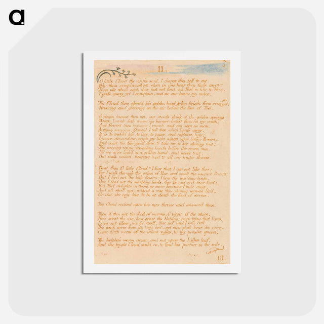 アートポストカード-The Book of Thel, Plate 5, "II. / O little Cloud . . . ." - ウィリアム ブレイク Postcard.