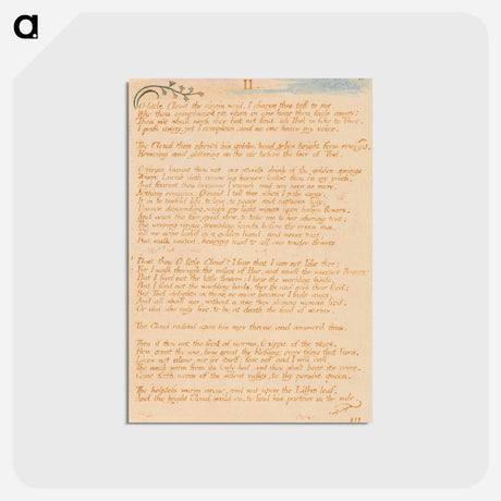 アートポストカード-The Book of Thel, Plate 5, "II. / O little Cloud . . . ." - ウィリアム ブレイク Postcard.