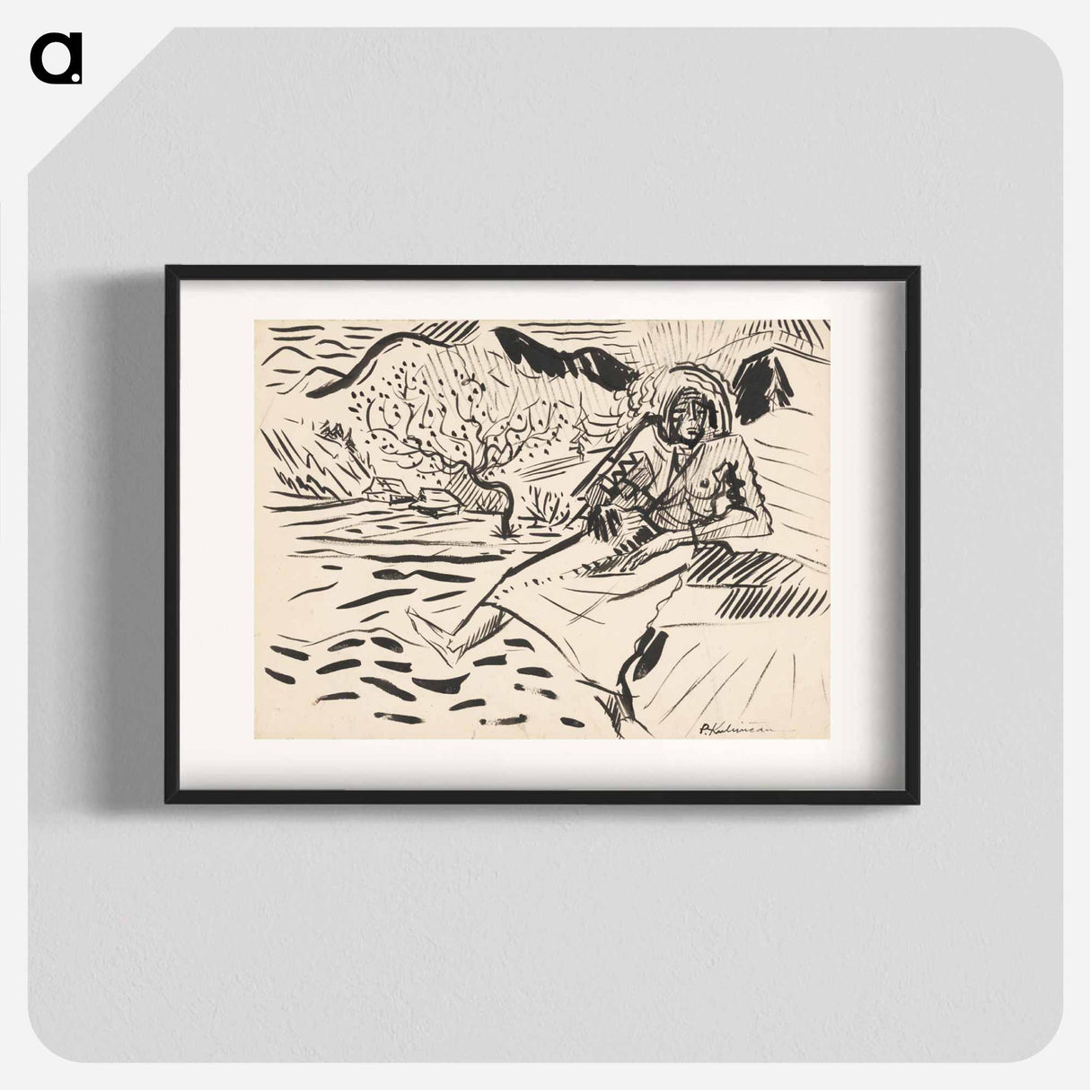 Seated woman in a landscape - アーノルド ピーター ワイズ クビンチャン Poster.