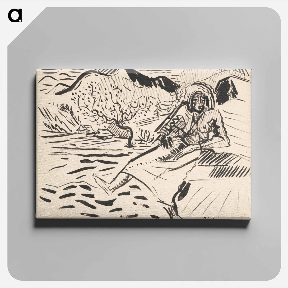 Seated woman in a landscape - アーノルド ピーター ワイズ クビンチャン Canvas.
