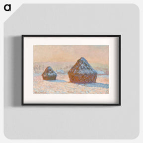 アートポスター-Wheatstacks, Snow Effect, Morning - クロード モネ Poster.