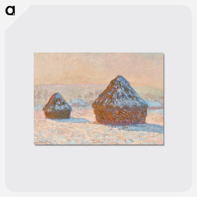 アートポストカード-Wheatstacks, Snow Effect, Morning - クロード モネ Postcard.