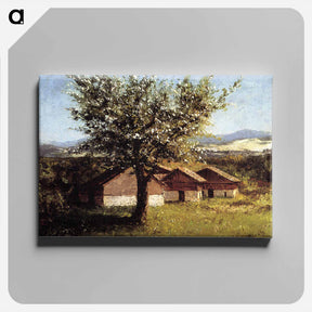 アートパネル-Swiss Landscape with Flowering Apple Tree - ギュスターヴ クールベ Canvas.
