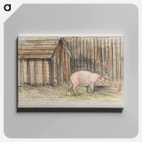 Varken Voor zijn kot bij een trog - テオ ヴァン ホイテマ Canvas.